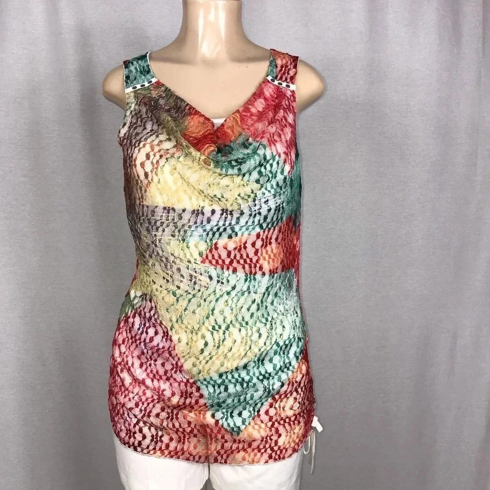 Tango Mango Size Small Multi Color Sleeveless Mesh Top. New With Tags.